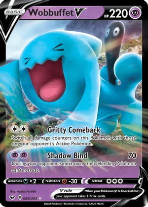 Wobbuffet V Pokemon card from Sword & Shield Base Set