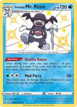 Galarian Mr. Rime Pokemon trading card from Shining Fates Shiny Vault