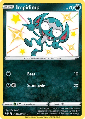Impidimp Pokemon card from Shining Fates: Shiny Vault