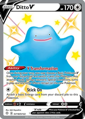 Ditto V Pokemon trading card from Shining Fates Shiny Vault