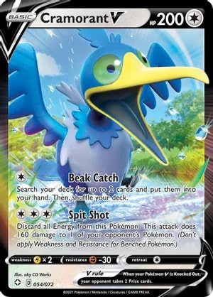 Cramorant V Pokemon trading card from Shining Fates