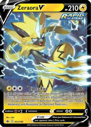 Zeraora V Pokemon card from Chilling Reign