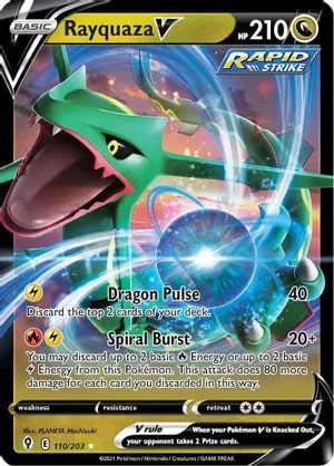 Rayquaza V Pokemon card from Evolving Skies