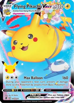 Flying Pikachu VMAX Pokemon trading card from Celebrations