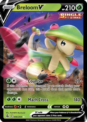 Breloom V Pokemon trading card from Fusion Strike