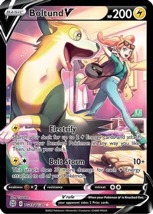 Boltund V Pokemon trading card from Brilliant Stars Trainer Gallery