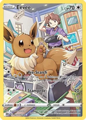 Eevee Pokemon trading card from Brilliant Stars Trainer Gallery