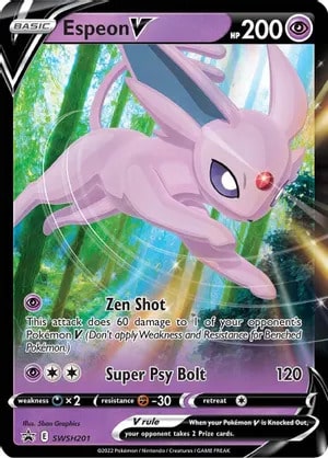 Espeon V Pokemon trading card from Sword & Shield Promo Cards