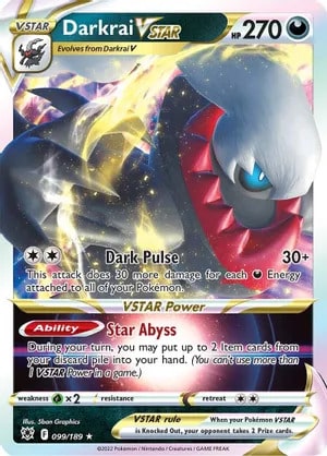 Darkrai VSTAR Pokemon trading card from Astral Radiance