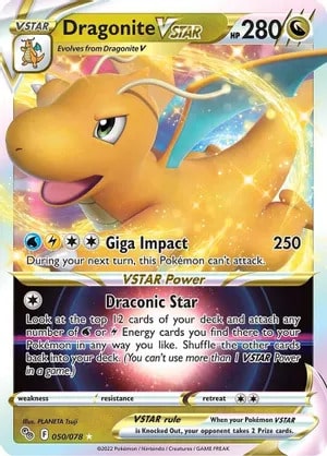 Dragonite VSTAR Pokemon trading card from Pokemon GO