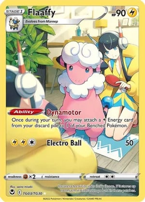 Flaaffy Pokemon trading card from Silver Tempest Trainer Gallery