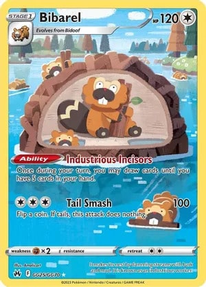 Bibarel Pokemon trading card from Crown Zenith Galarian Gallery