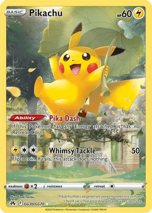 Pikachu Pokemon card from Crown Zenith: Galarian Gallery