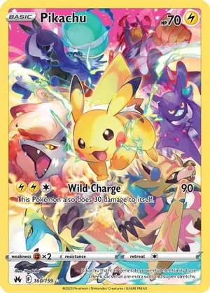 Pikachu secret Pokemon trading card from the Crown Zenith set