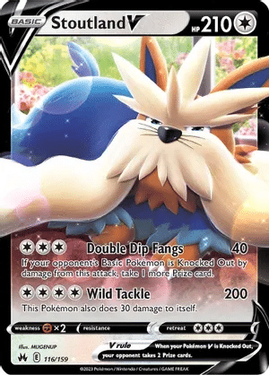 Stoutland V Pokemon card from Crown Zenith