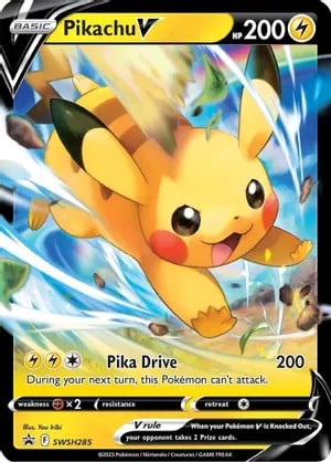 Pikachu V Pokemon card from Sword & Shield Promo Cards