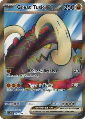 Great Tusk ex Pokemon card from Scarlet & Violet Base Set