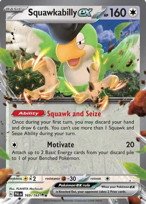 Squawkabilly ex Pokemon card from Paldea Evolved