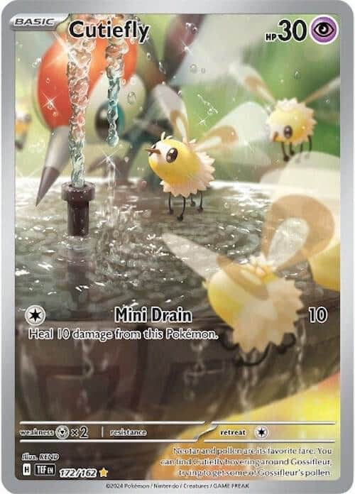 Cutiefly Pokemon trading card from Temporal Forces