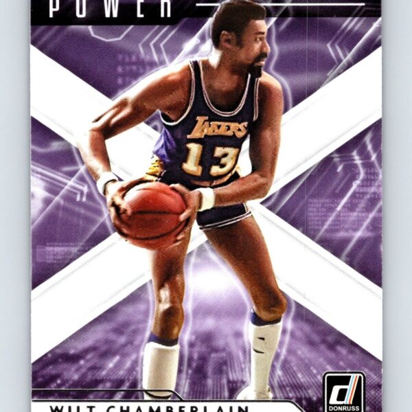 2021-22 Panini Donruss Power in the Paint Wilt Chamberlain Holo Teal Laser card