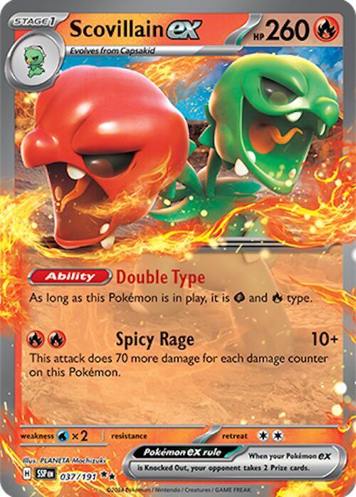 Scovillain ex Pokemon card from Surging Sparks, card 037/191