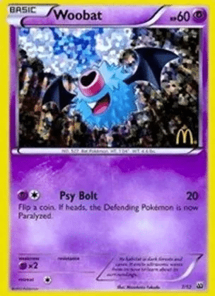 Woobat Pokemon card from McDonald’s Promos 2012