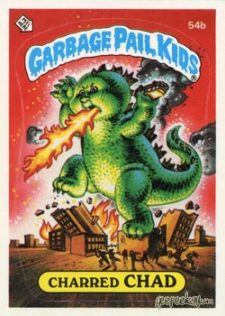 Charred Chad Garbage Pail Kids sticker card 54b