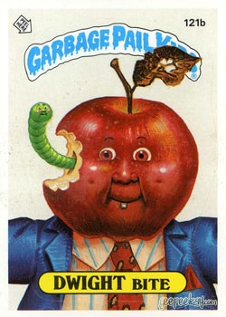 Dwight Bite Garbage Pail Kids sticker card 121b