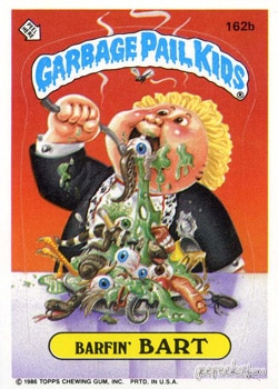 Barfin’ Bart Garbage Pail Kids sticker card 162b