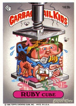 Ruby Cube Garbage Pail Kids sticker card 163b