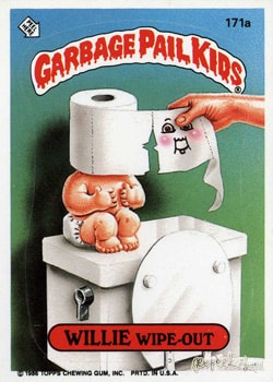 Willie Wipe-Out Garbage Pail Kids sticker card 171a