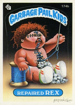 Repaired Rex Garbage Pail Kids sticker card 174b