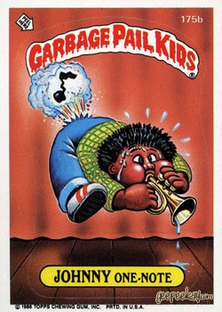 Johnny One-Note Garbage Pail Kids sticker card 175b
