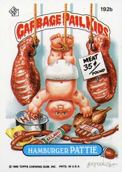 Hamburger Pattie Garbage Pail Kids sticker card 192b