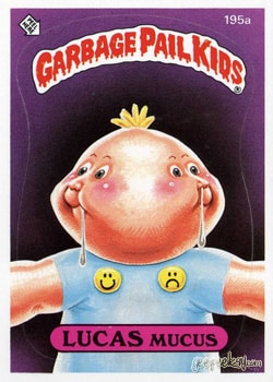 Lucas Mucus Garbage Pail Kids sticker card 195a