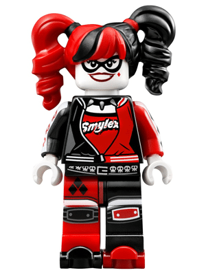 LEGO Harley Quinn minifigure, pigtails, from The LEGO Batman Movie