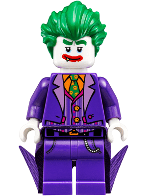 LEGO The Joker minifigure, long coattails, smile with fang, from The LEGO Batman Movie