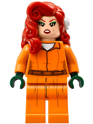 LEGO Poison Ivy minifigure, prison jumpsuit, from The LEGO Batman Movie