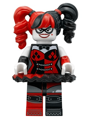 LEGO Harley Quinn minifigure, black and red tutu, from The LEGO Batman Movie