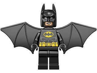 LEGO Batman minifigure, black wings, black headband, from The LEGO Batman Movie