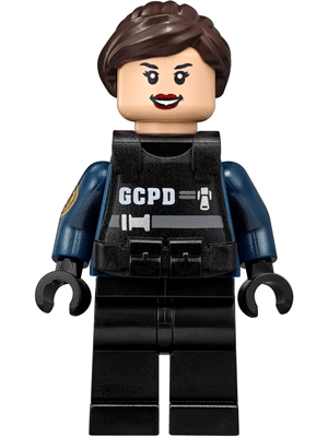 LEGO GCPD Officer minifigure, swat gear, female, from The LEGO Batman Movie