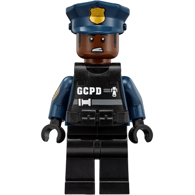 LEGO GCPD Officer minifigure, swat gear, male, from The LEGO Batman Movie