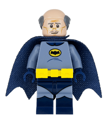 LEGO Alfred Pennyworth minifigure, classic batsuit, from The LEGO Batman Movie